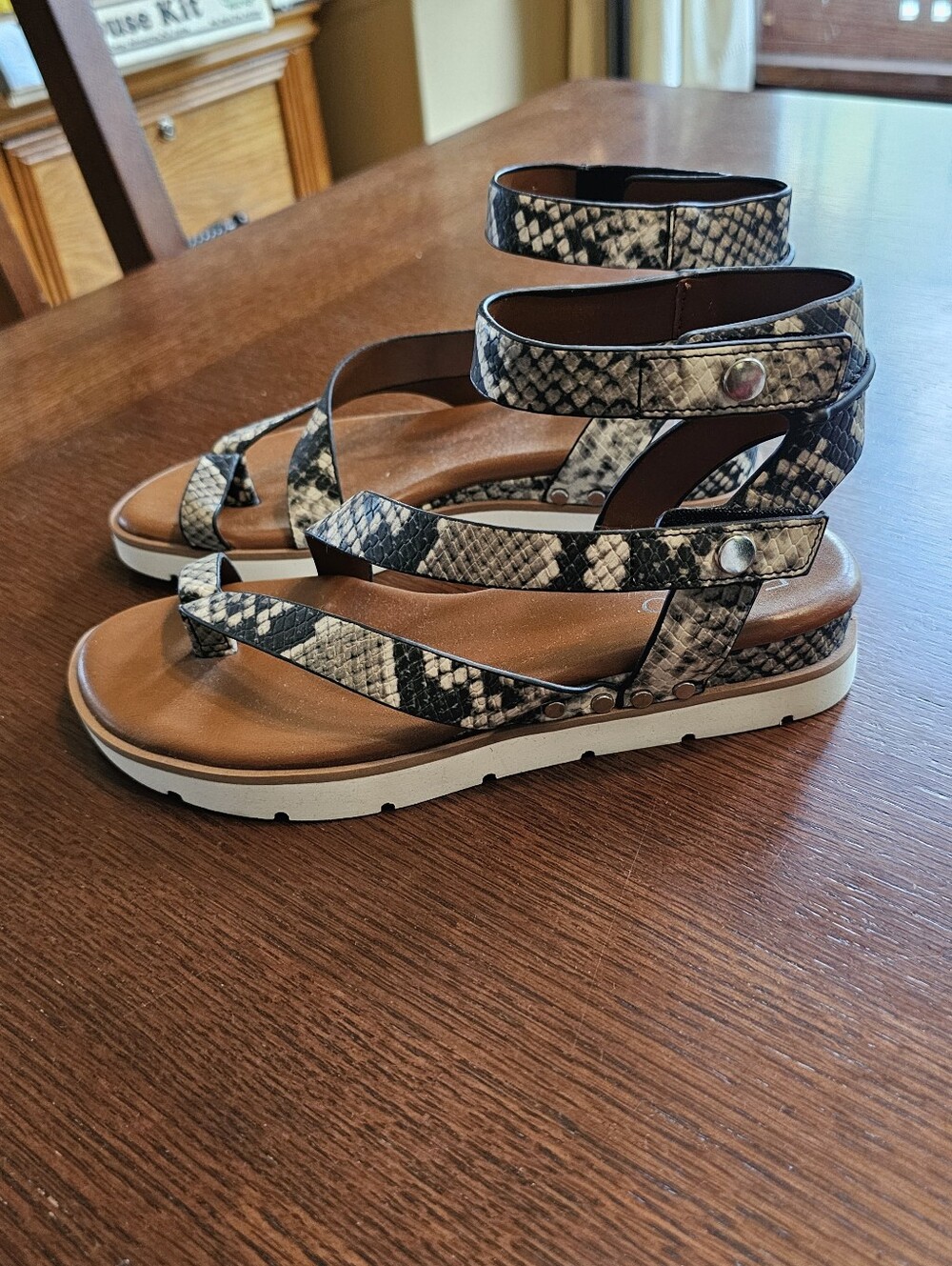Franco Sarto Daven Wedge Sandal Snake Print 5 1/2